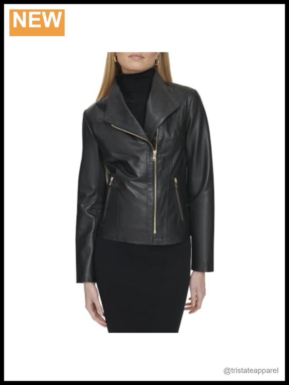 Genuine Lambskin Leather Moto Jacket Asymmetric Zipper
